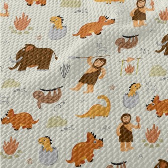 Mammoths, Dinosaurs And Primit Birdseye Piqué