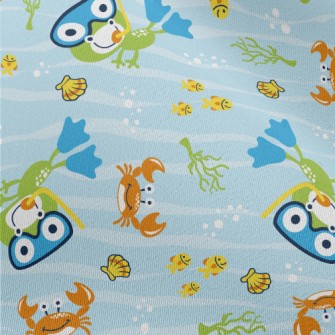Diving Frog And Crab Fish Chiffon