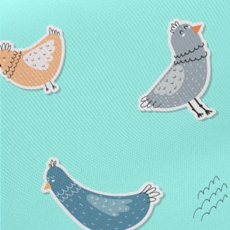 Hand Drawn Children&#39;s Bird Twill