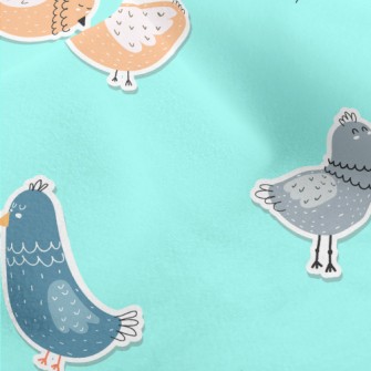 Hand Drawn Children&#39;s Bird Micro Fleece