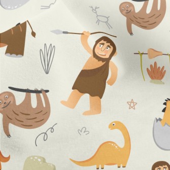 Mammoths, Dinosaurs And Primit Micro Fleece