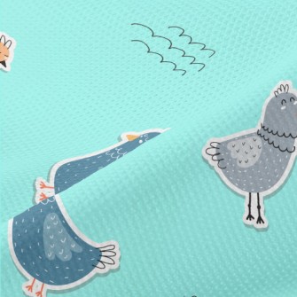 Hand Drawn Children&#39;s Bird Piqué