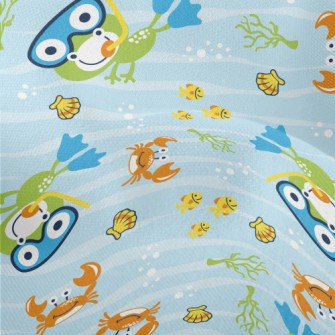 Diving Frog And Crab Fish Lightweight Performance Linen