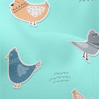 Hand Drawn Children&#39;s Bird Lightweight Performance Linen
