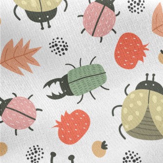 Colorful Cute Insects Jersey Backed Fleece