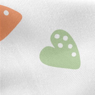 Colorful White Dot Love Heart Jersey Backed Fleece