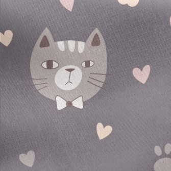 Cute Bow Tie Cat Jersey Backed Fleece