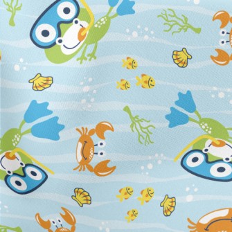 Diving Frog And Crab Fish Lightweight Cotton Poplin