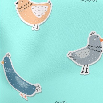 Hand Drawn Children&#39;s Bird Lightweight Cotton Poplin