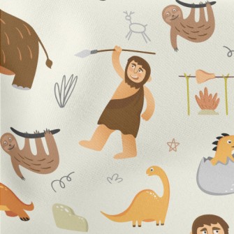 Mammoths, Dinosaurs And Primit Lightweight Cotton Poplin