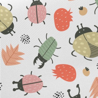 Colorful Cute Insects Midweight Cotton Poplin