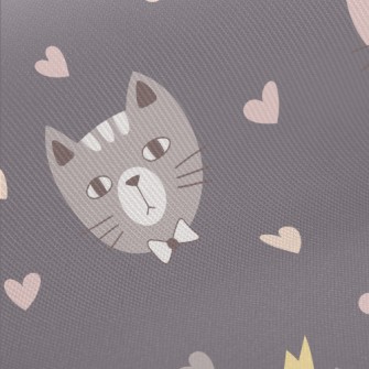 Cute Bow Tie Cat Midweight Cotton Poplin