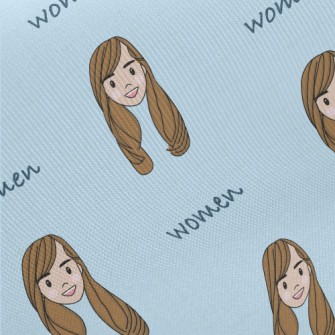 Happy Long-haired Girl Midweight Cotton Poplin