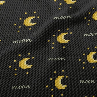 Pixel Style Moon And Stars Birdseye Piqué