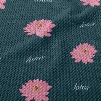 Hand Drawn Beautiful Lotus Birdseye Piqué