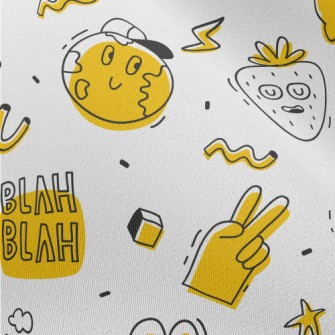 Doodle Cactus Earth Sun Patter Chiffon