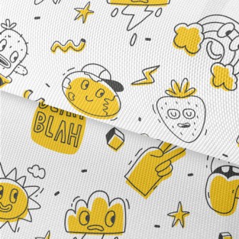 Doodle Cactus Earth Sun Patter Waterproof Oxford