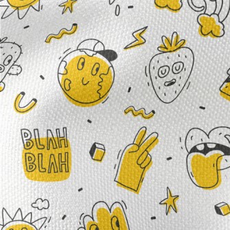 Doodle Cactus Earth Sun Patter Waterproof Canvas