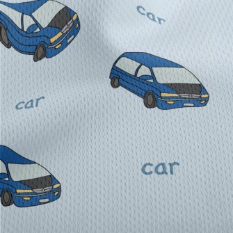 Blue Travel Car Athletic Mesh Flat Back