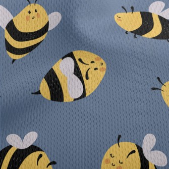 Round Cute Bee Athletic Mesh Flat Back