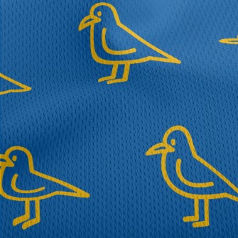 Simple Yellow Line Bird Athletic Mesh Flat Back