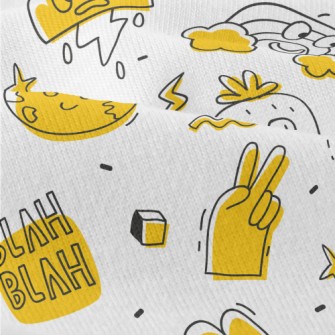 Doodle Cactus Earth Sun Patter Modern Jersey