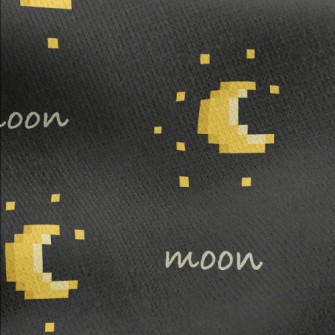 Pixel Style Moon And Stars Jersey Backed Fleece