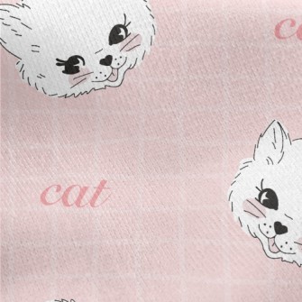 White And Soft Cat Jersey Backed Fleece