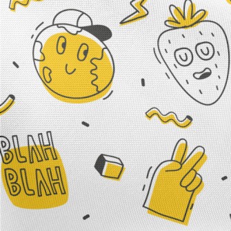 Doodle Cactus Earth Sun Patter Pongee
