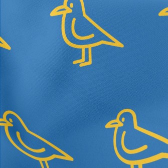 Simple Yellow Line Bird Lightweight Cotton Poplin