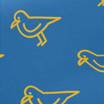 Simple Yellow Line Bird Midweight Cotton Poplin