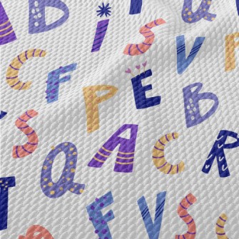 English Letters In Various Sha Birdseye Piqué