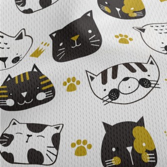 Black And White Cat Athletic Mesh Flat Back