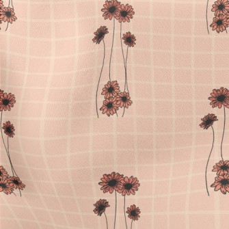 Pink Delicate Flowers Stretch Ponte
