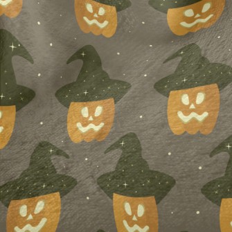 Pumpkin Wearing A Witch Hat Minky