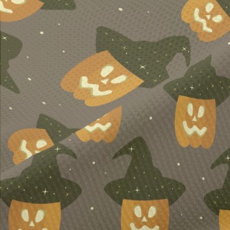 Pumpkin Wearing A Witch Hat Piqué