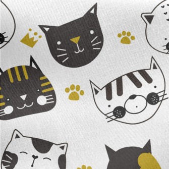 Black And White Cat Jersey Backed Fleece