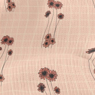 Pink Delicate Flowers Stretch Jersey