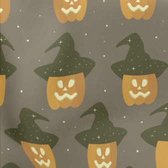 Pumpkin Wearing A Witch Hat Lightweight Cotton Poplin
