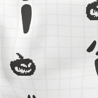 Pixel Pumpkin And Ghost Face Lightweight Cotton Poplin