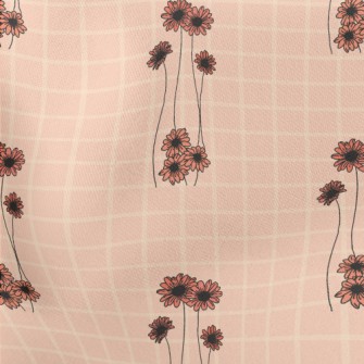 Pink Delicate Flowers Lightweight Cotton Poplin