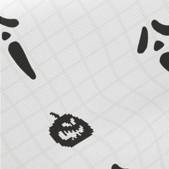 Pixel Pumpkin And Ghost Face Midweight Cotton Poplin