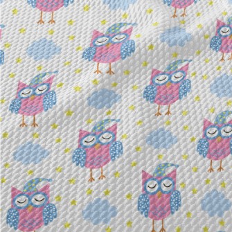 Good Night Closed Eyes Owl Birdseye Piqué