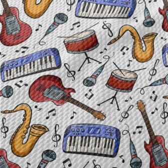 Keyboard, Drums, Guitar Birdseye Piqué