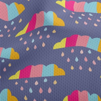 Colorful Clouds Raindrops Athletic Mesh Flat Back