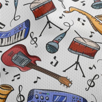 Keyboard, Drums, Guitar Athletic Mesh Flat Back