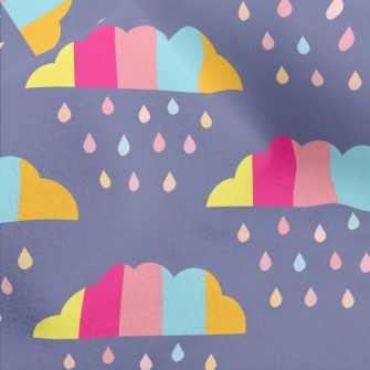 Colorful Clouds Raindrops Micro Fleece