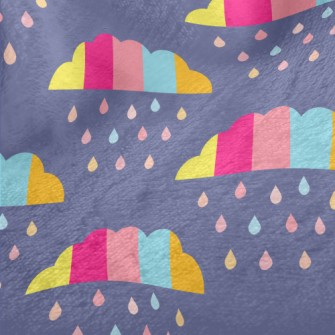Colorful Clouds Raindrops Minky