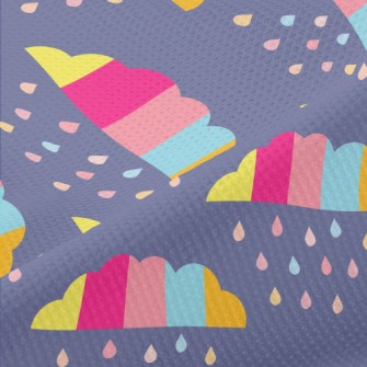 Colorful Clouds Raindrops Piqué