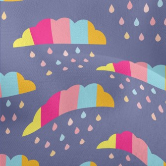 Colorful Clouds Raindrops Lightweight Performance Linen